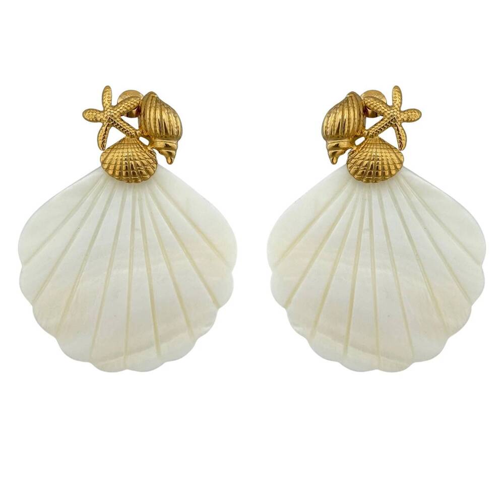 NEW JAZZY PINK women's seashell coast earrings in ivory